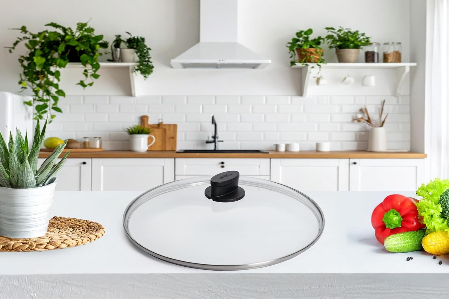 Woll ECO LITE SAFETY GLASS LID 12" Made in Germany. Clear,Heat-Resistant Tempered Glass with a Secure Steam-Vented Fit. Dishwasher & Oven Safe to 392F