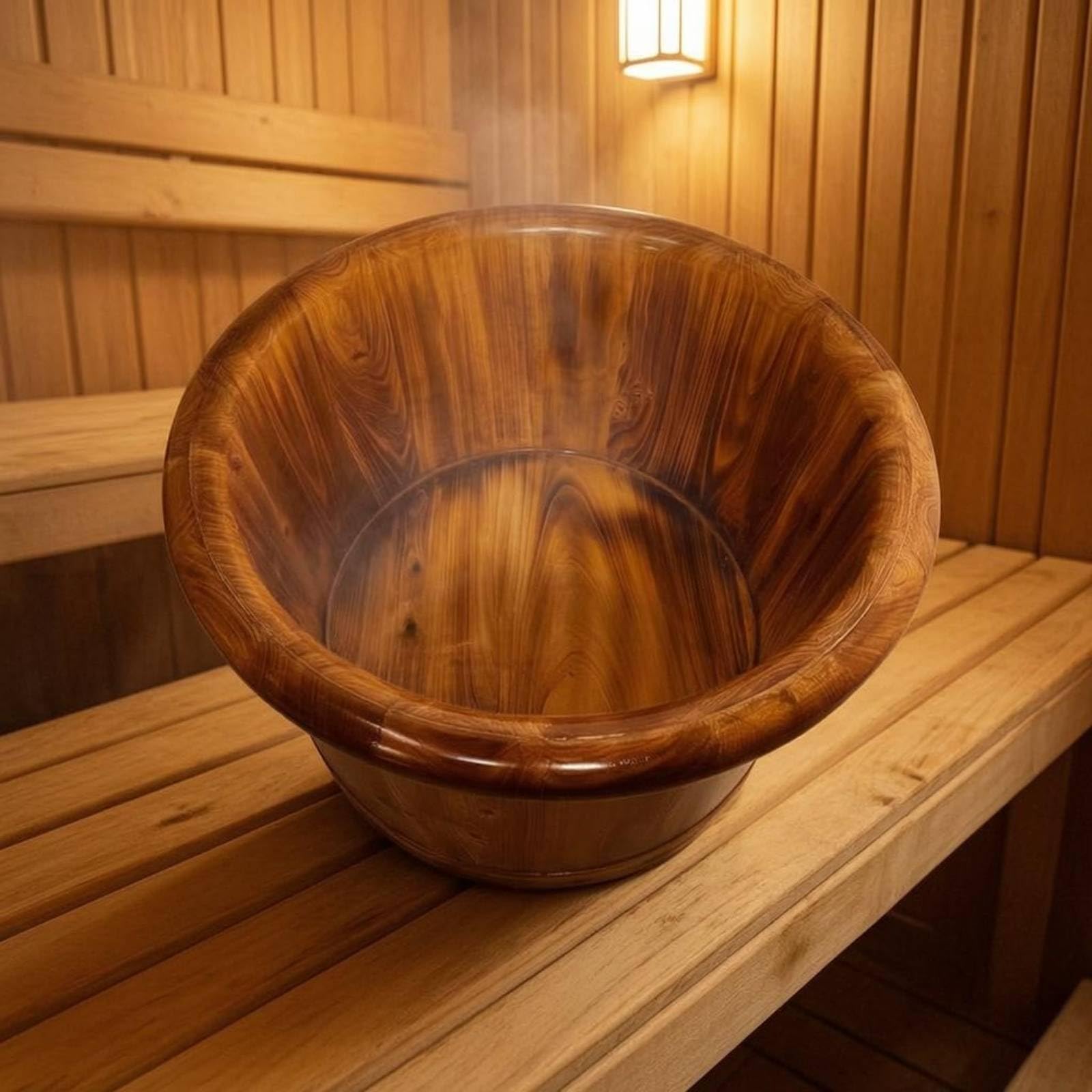 Vasca per Pediluvio in Legno Carbonizzato con Design Profondo per Ammollo Quotidiano dei Piedi Adatta per Sauna E, Carbonizzato Con Punti Di Agopuntura, 26 Cm Di Altezza, Bordo Arrotondato