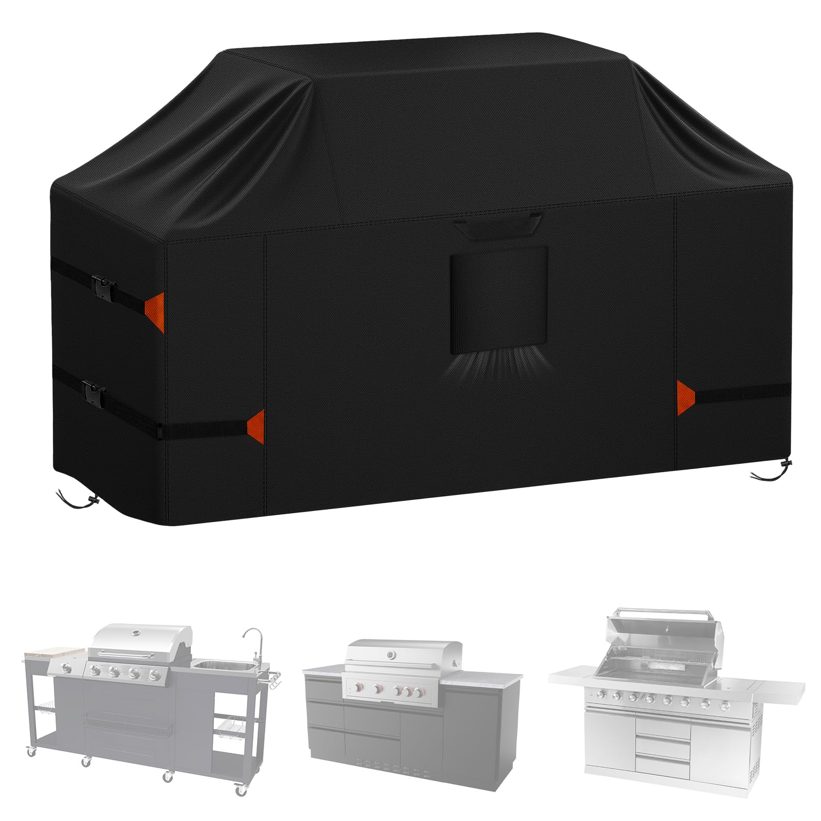 LYHNMW 86 Zoll Island Grill Abdeckung, Heavy Duty 600D Wasserdicht & Staubdicht | Outdoor Grill BBQ Covers Anti-UV Rip-Proof Island BBQ Grill Head Cover