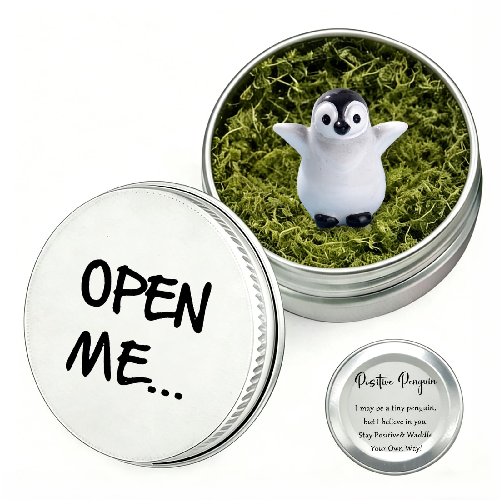 Zenthraa Women's Positive Penguin | Mini Penguin Figurines In A Gift In A Tin, Emotional Support Gift & Good Luck Gif-T With Inspiring Message, Cute Pocket Penguin, Romantic G-Ifts For Him And Penguin G-Ifts For