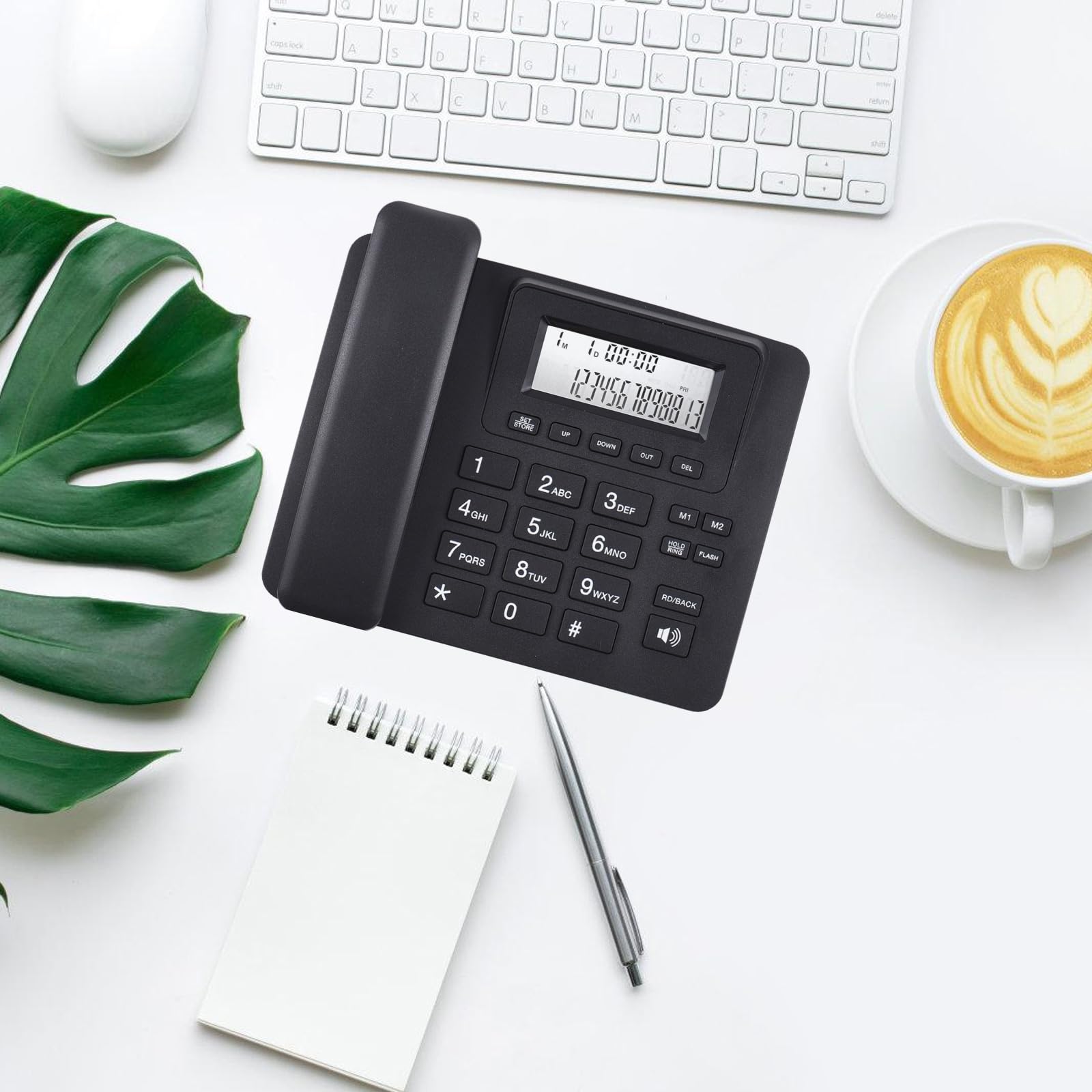 Telefono con filo da tavolo per telefono fisso domestico con vivavoce a pulsanti grandi per hotel in casa, ufficio, qualità vocale