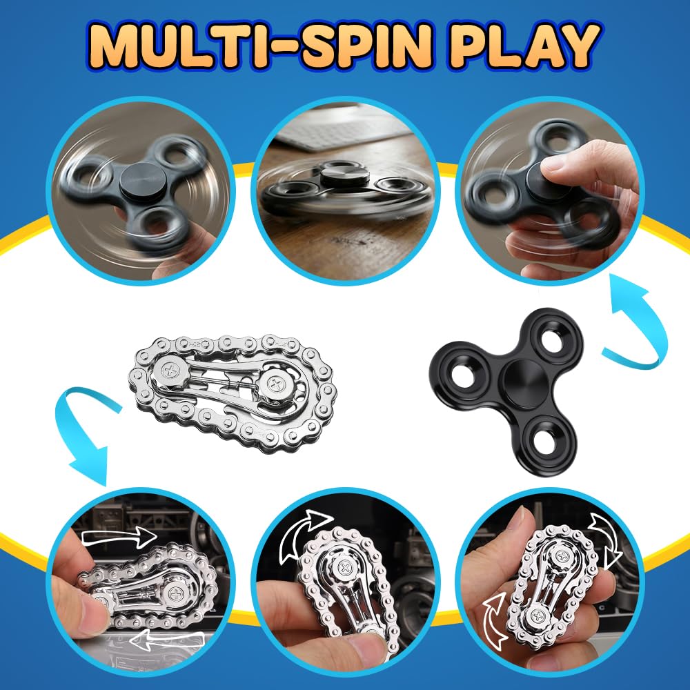 5 Pcs Fidget Toys Adults Kids, Metal Fidgets Spinner, Hand Hammer Finger Spin Toy - Image 3