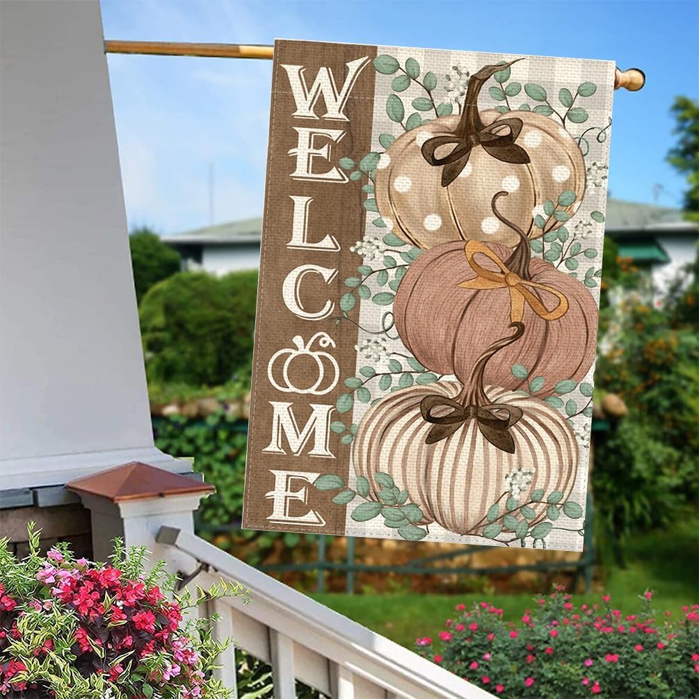 FolHaoth Fall Pumpkin Garden Flags 12x18 Inch Double Sided Burlap for Outside Yard Flags Garden Decor Small Garden Flag Welcome Yard Decorations for Home Outdoor Style 2 image 2 of 6 B0CJTY8NZC