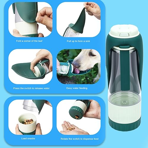 Miniatura 2 de Tnfeeon Puppy Essentials,2 in 1 Dog Water Bottle and Food Container for Dog Cat Puppy Walking Hiking Travel Dishwasher Safe Accessories
