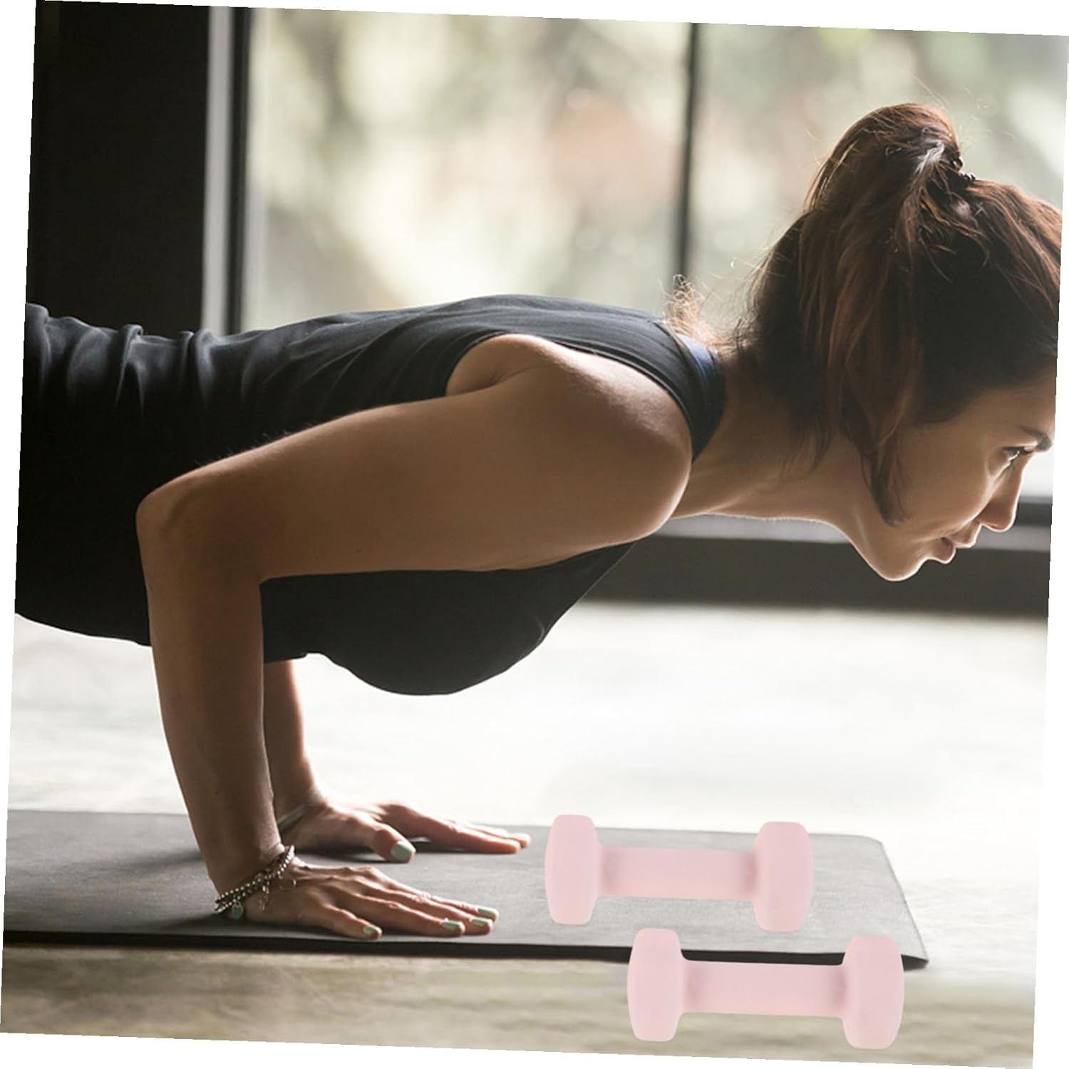 2pcs Cast Iron Dumbbells Pink Hand Weights for Home Fitness Muscle Toning Strength Training Exercise Equipment for Women Men