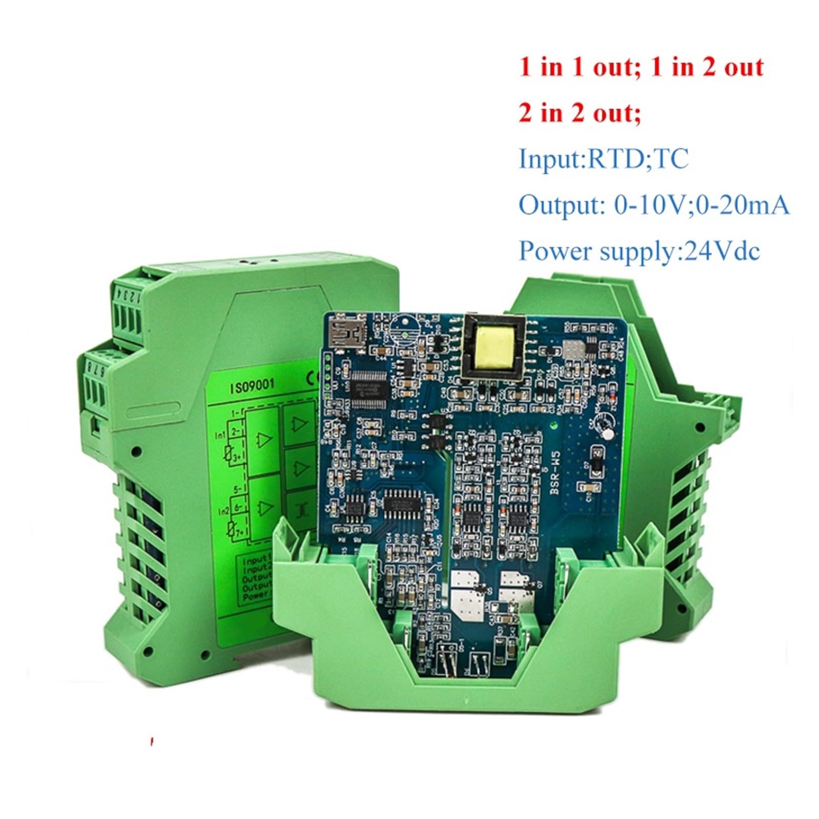 1 convertidor pt100 a 0-10v, 4-20 mA, 0-10v, Salida, Entrada, señal de Temperatura, aislador PT1000-50-300 °C, Pt100-200-850 °C, Cu50-50-150 °C(0-5V_24V_PT100)