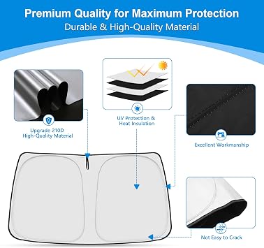 Windshield Sun Shade for 2018-2025 Fo-rd Expedition Accessories, Foldable Window Sunshade Sun Visor Protector, Front Windshield Sunshade Sun Shield Blocks UV Rays Heat