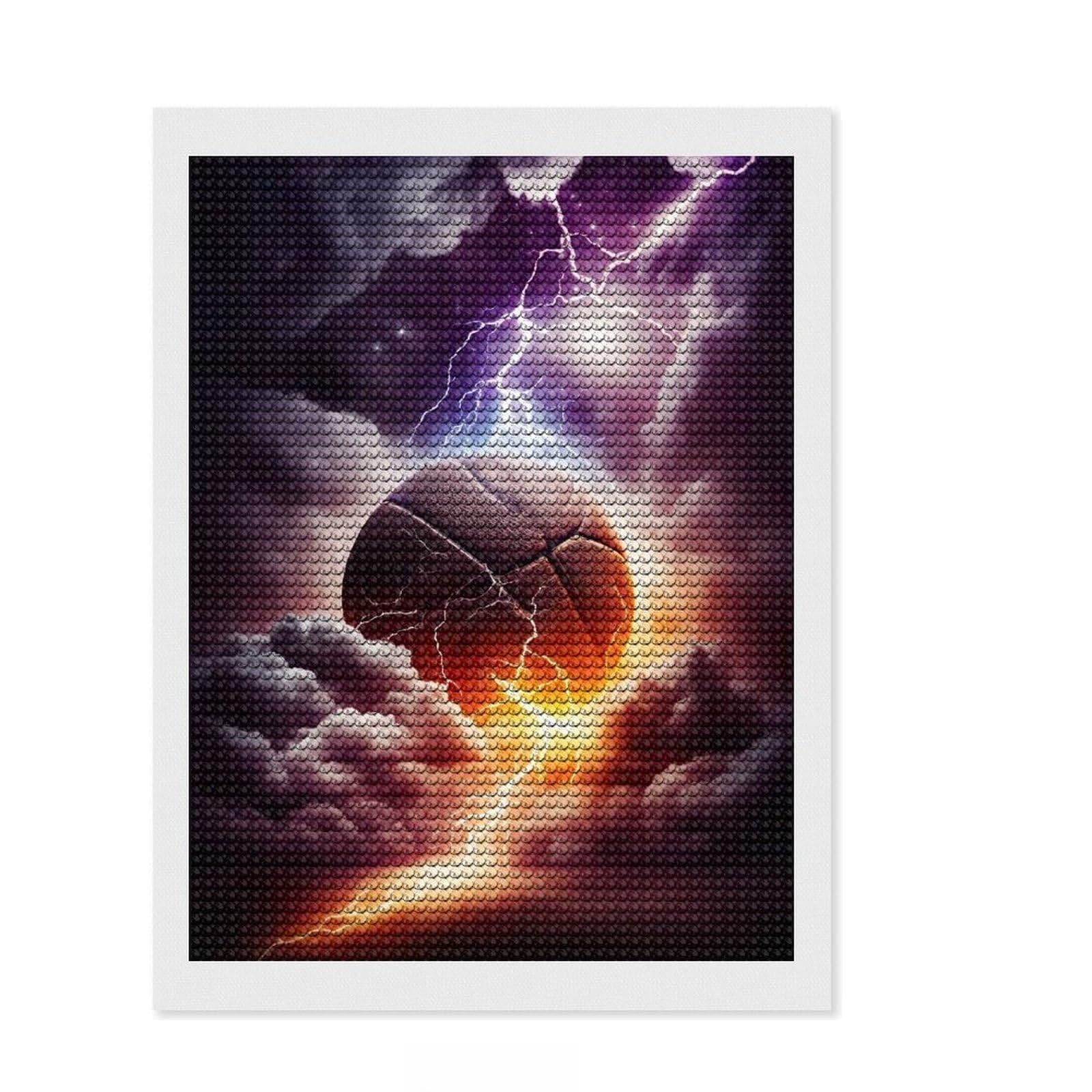 Junmoney Thunder Basketball Diamond Style Art Kit 12"x16", Christmas Gift, Leisure Activity, Modern Decor, DIY Craft, Bedroom Decor
