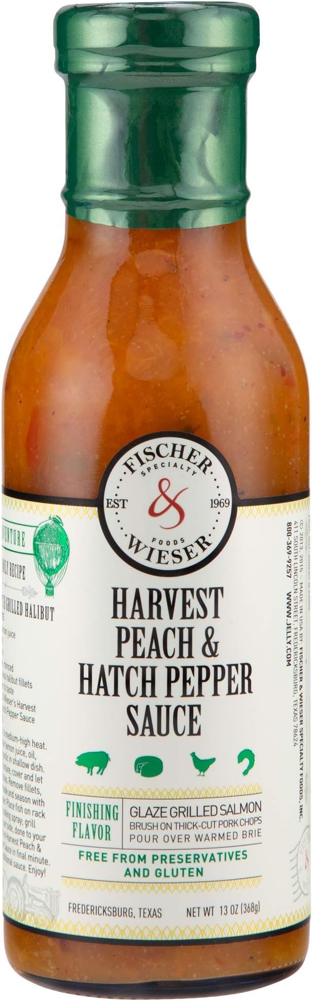 Fischer & Wieser Harvest Peach & Hatch Pepper Sauce, 13 Oz., Pack Of 6