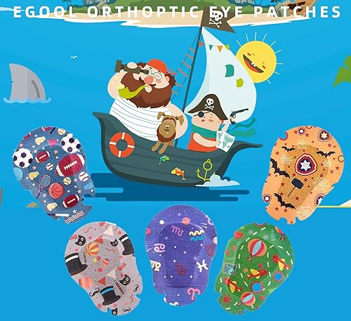 Miniatura 2 de EGOOL Parches adhesivos para ojos para niños diseño genial de niños 45  5 bonos por caja tamaño regular material transpirable patrón colorido y