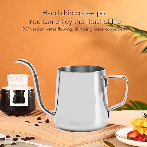 Miniatura 21 de Hervidor de café para verter sobre café, boquilla de cuello de cisne de acero inoxidable de 12 onzas, tetera larga y estrecha para verter sobre
