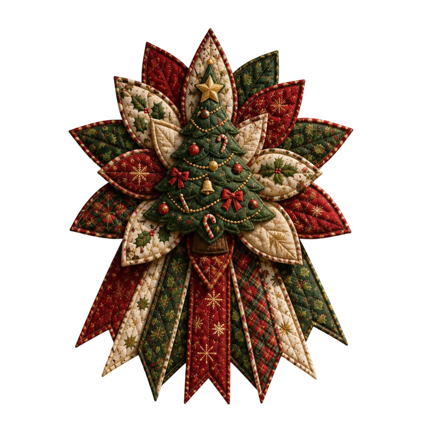 Beginner-Friendly Oversized Christmas Character Quilted Door Hanger, DIY Patchwork Hanging Decor Kit, Christmas Character Quilted Door Hanger Sewing Kit, Holiday Home Decor (Christmas Tree)