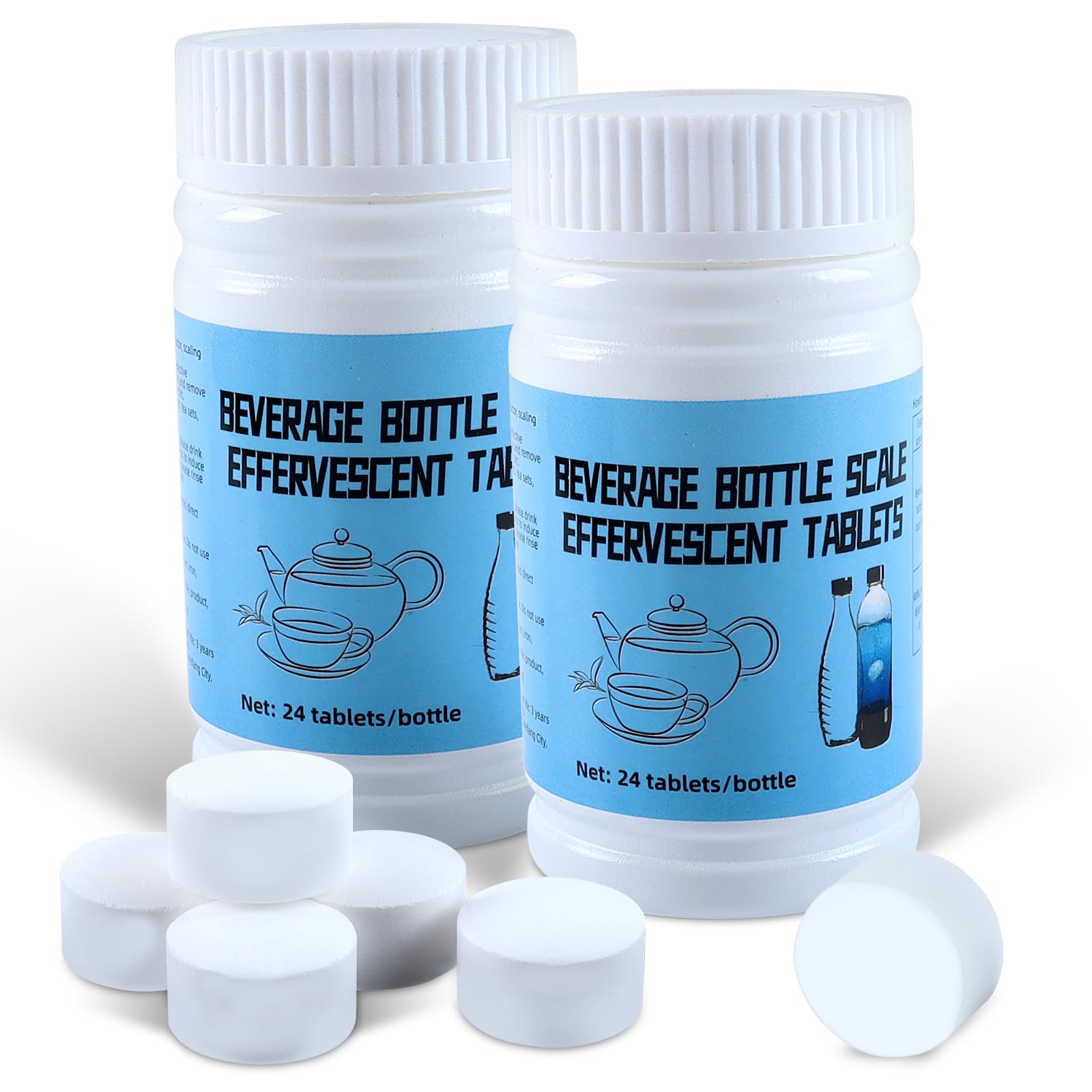 48 Pastiglie per la Pulizia Bottiglie,Detersivo per Tazza di Caffè,Tazza di Thermos(48x4g)