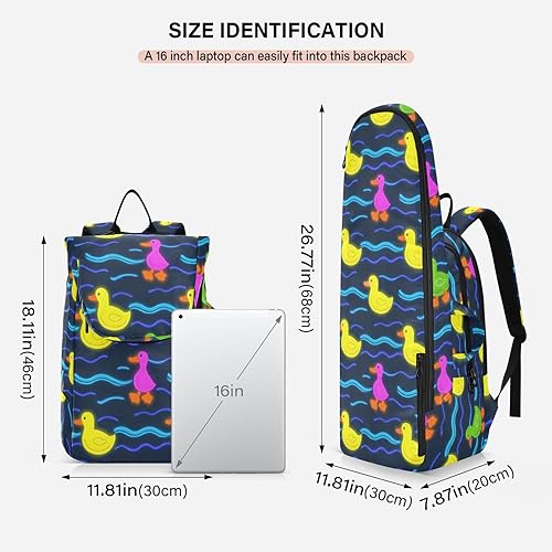 Miniatura 3 de Women Men Tennis Backpack Cute Sturdy Cute Animal Colorful Fluorescent Duckling 2 Rackets Padded Tennis Bag Gym Bag for Women, Men, Teenagers Tenis