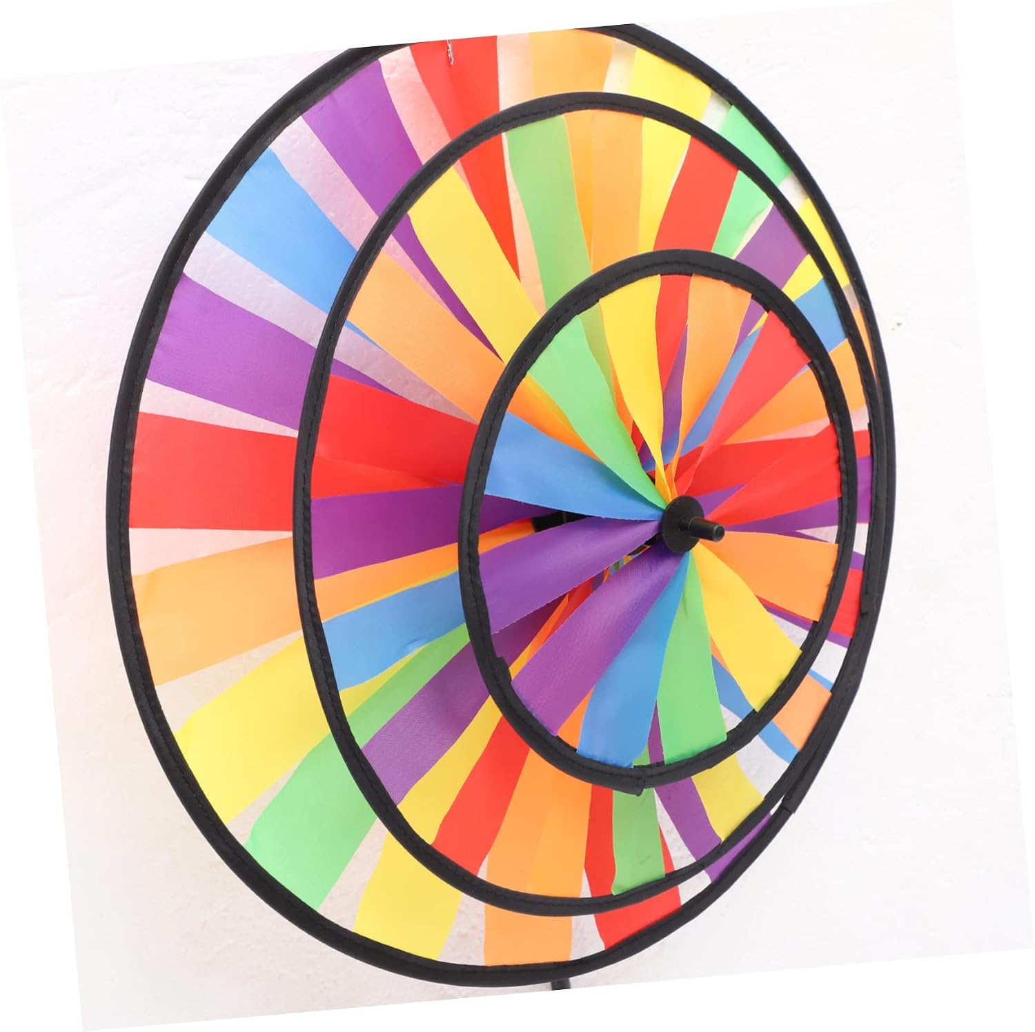 Toyvian Rainbow Windmill Cloth Wind Toy Large Three Layer Rotary Windmill for Garden Yard Decor Colorful Wind Spinner for Lawn Outdoor Patio 28.34 X 13.38 in image 3