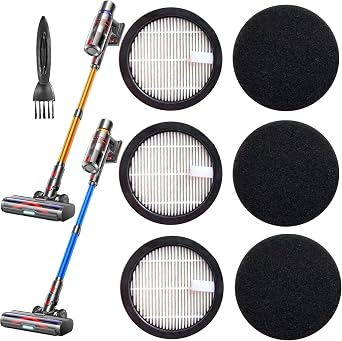 3Pack Acevac11 Hepa Replacement Filters and 3pack Sponge set Compatible with AFNOP Cordless Vacuum Cleaner, Washable and Durable Filters Works with AFNOP Upright Vac.3.61in*3.61in*0.65in