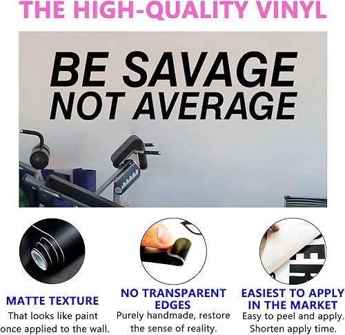 Miniatura 2 de Calcomanías de pared inspiradoras, Be Savage Not Average, (fácil de aplicar), citas motivacionales, yoga, ejercicio, deportes, fitness,
