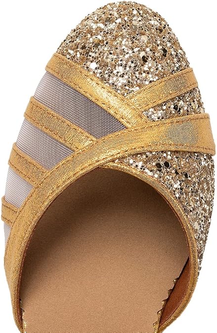 YCALCP Latijnse dansschoenen Vrouwen gesloten teen Glitter Tango Ballroom Salsa,105-Zilver-5.5CM,39 EU