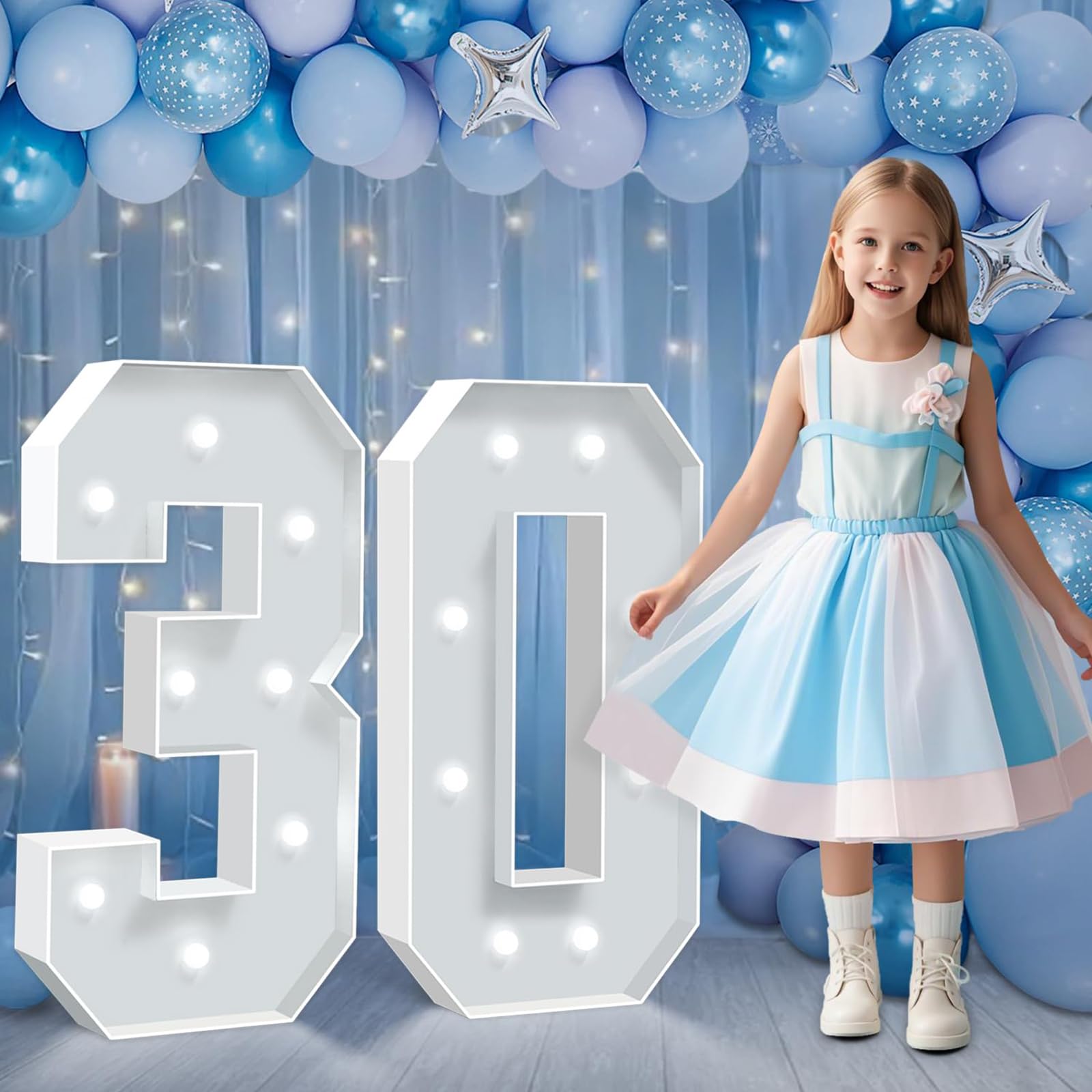 Wiederverwendbare beleuchtete LED-Zahl 30, 120 cm, groß, beleuchtet, Alphabet-Lampe, DIY-Leuchtzahlen, Schilder mit heller LED für Jahrestag, Abschlussfeier, Festival, Dekoration, 30,120 cm