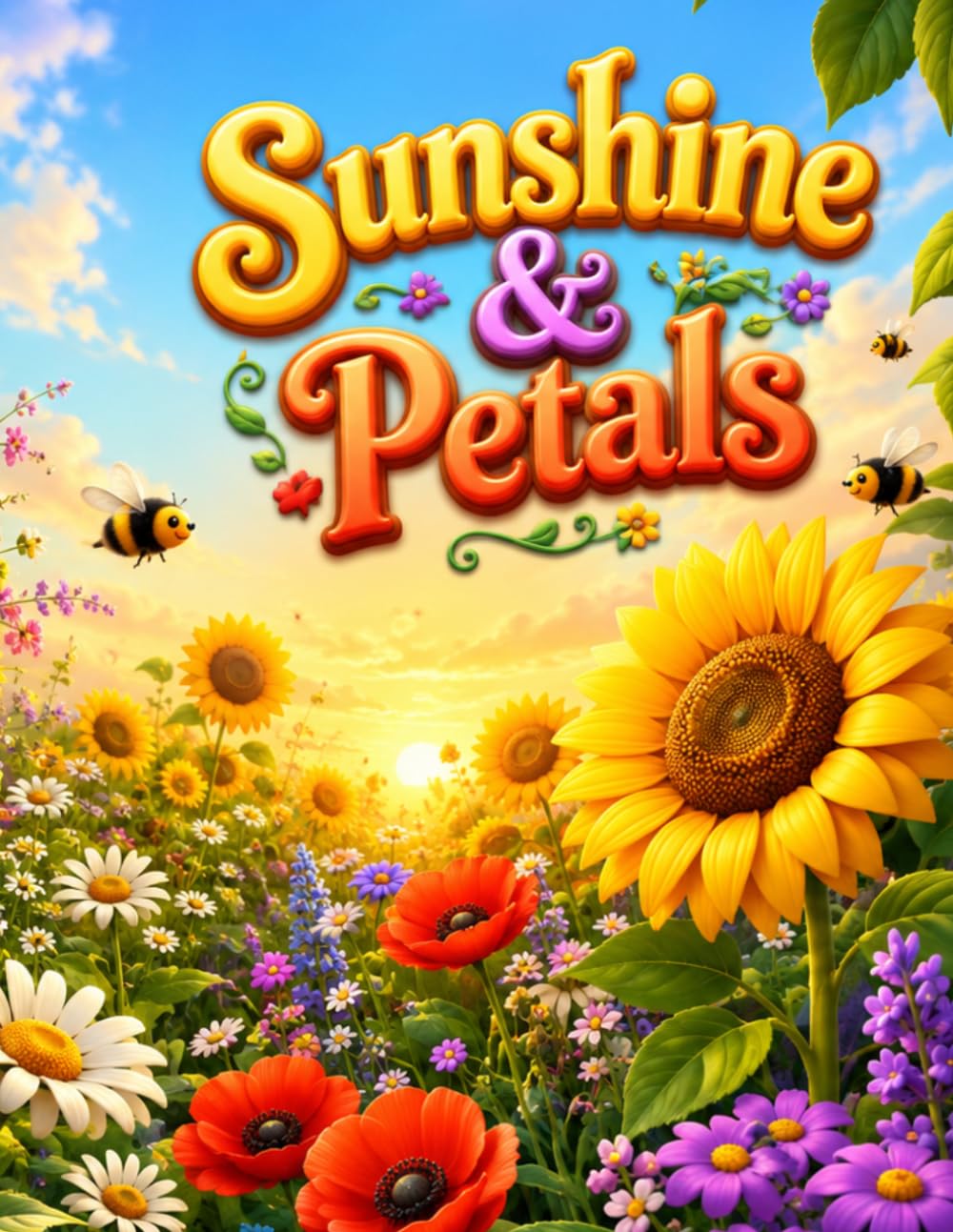 Sunshine & Petals: A Bold Garden Activity Coloring Book: Dot-to-Dot Tracing, Color Guides & Easy Sunflower and Summer Flower Pages for Adults, Seniors & Beginners