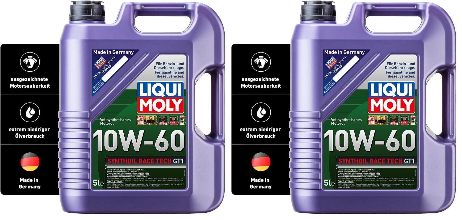 LIQUI MOLY Synthoil Race Tech GT1 10W-60 | 5 L | vollsynthetisches Motoröl | Art.-Nr.: 1391 (Packung mit 2)