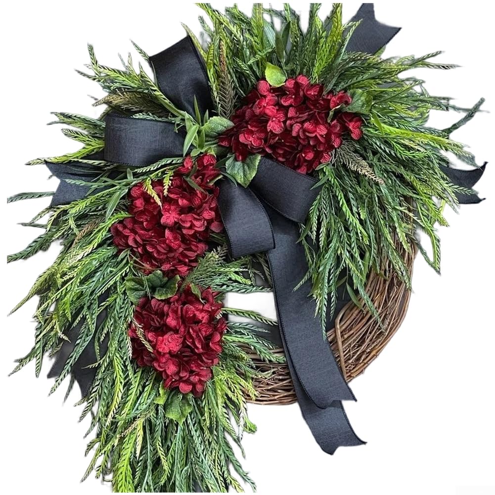 Künstliche Hortensien Girlande Rustikal – für deko für Hochzeitstorte & Wand – Boho Landhaus Stil – 60cm(A)
