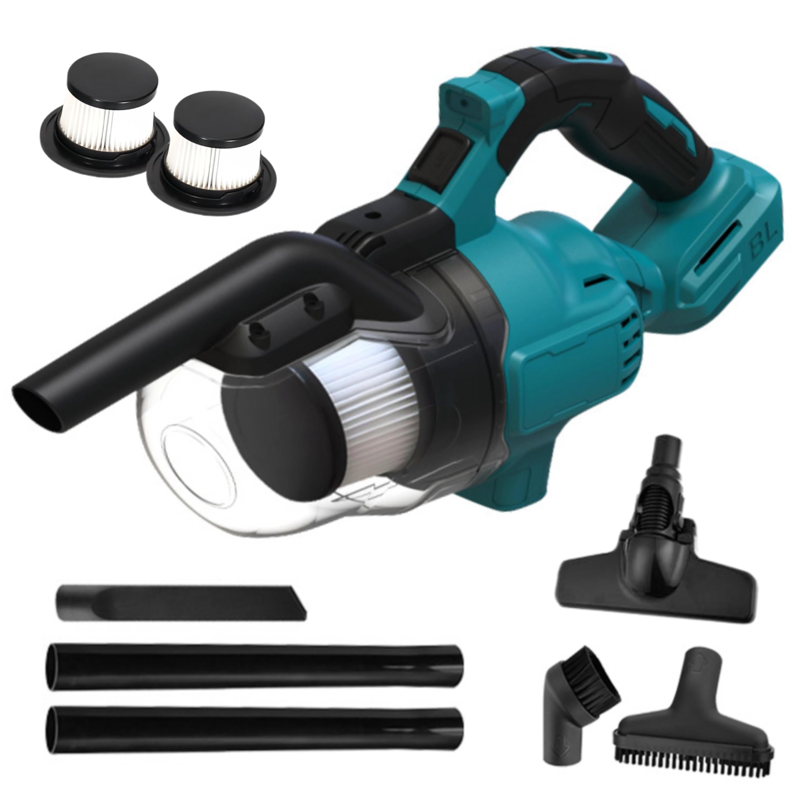 Lumirio Handheld Vacuum Cordless Compatible with Makiita 18V Battery, Battery-Powered Vacuum Cleaner, Powerful Wireless Vacuum with 3 HEPA Filter 4 Nozzle for Home Pet Hair Car Cleaning