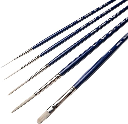 Vista 13 de Silver Brush Limited BR-1954 Bristlon - Pinceles para lengua de gato y filbert de mango largo con puntas sintéticas blancas rígidas, juego