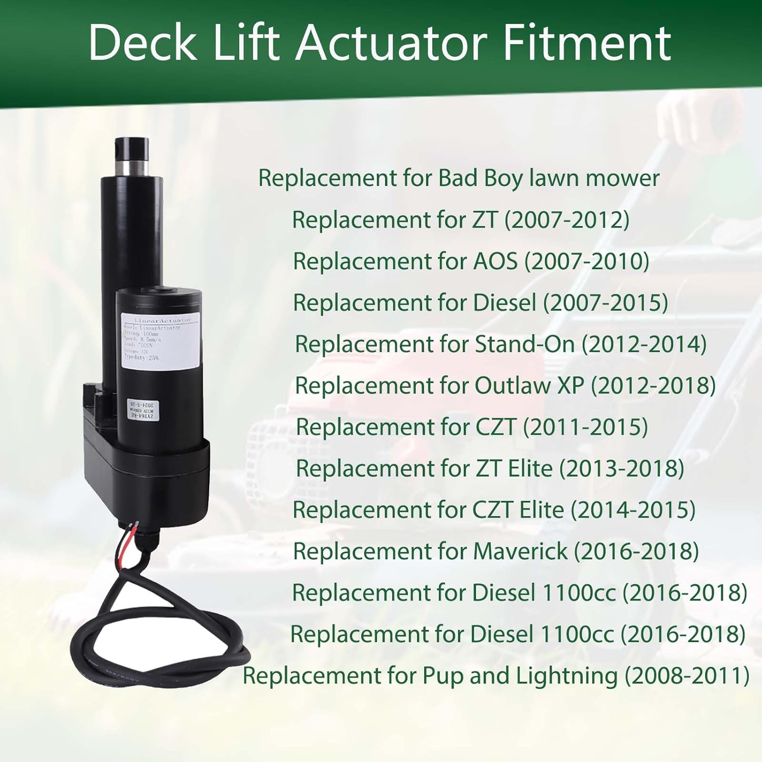 Autoparts Deck Lift Actuator 035-7033-00 Replacement for Bad Boy Lawn Mower ZT Elite CZT 12V Outlaw Pup Lighning Replace AOS 635-7033-00