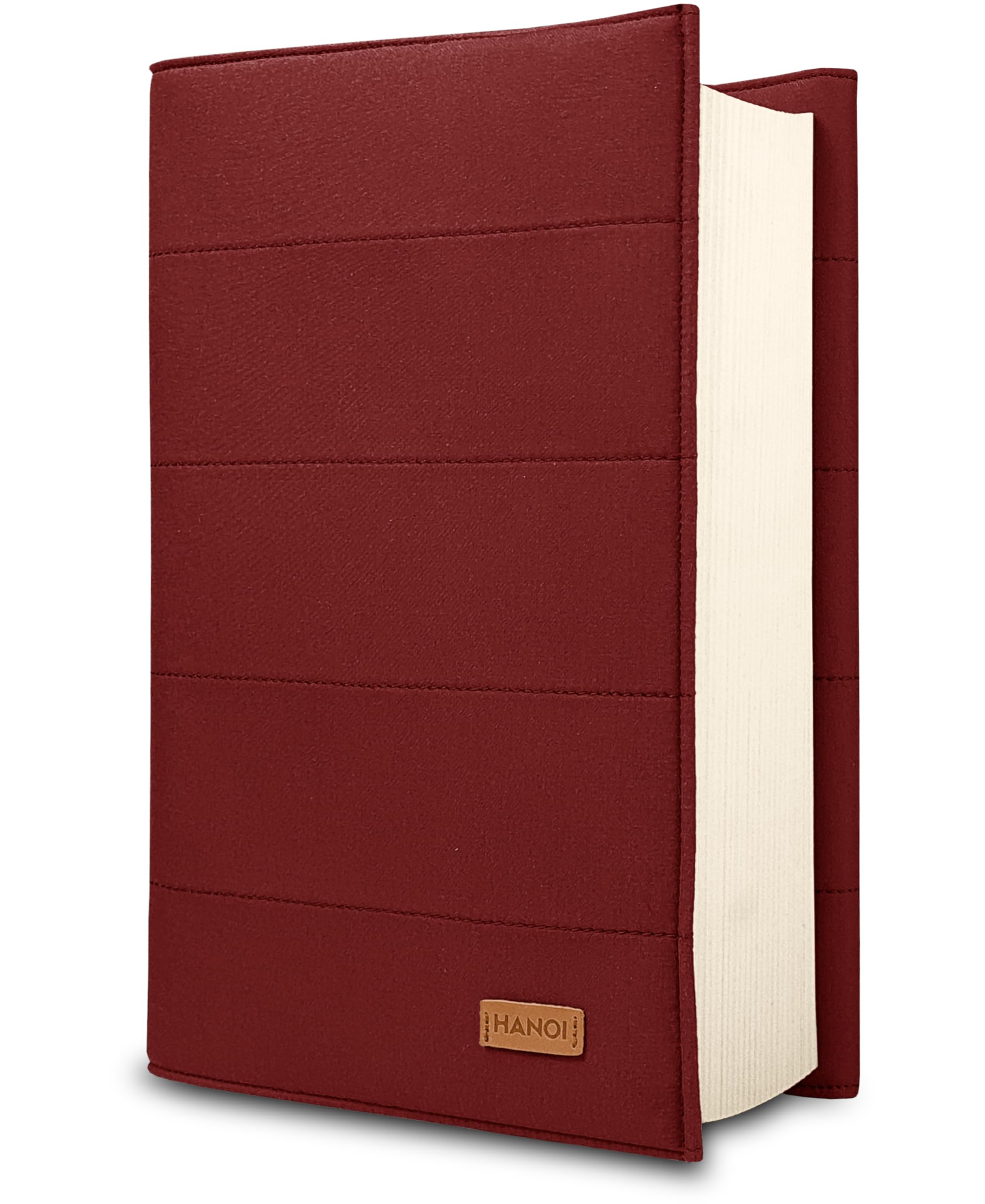 HANOI Collection® Funda para libros de lectura ajustable acolchada. Funda de libro acolchada grande. Funda libro, Cubierta para libros, Funda para tapa de libros (Rojo Oscuro, Grande)
