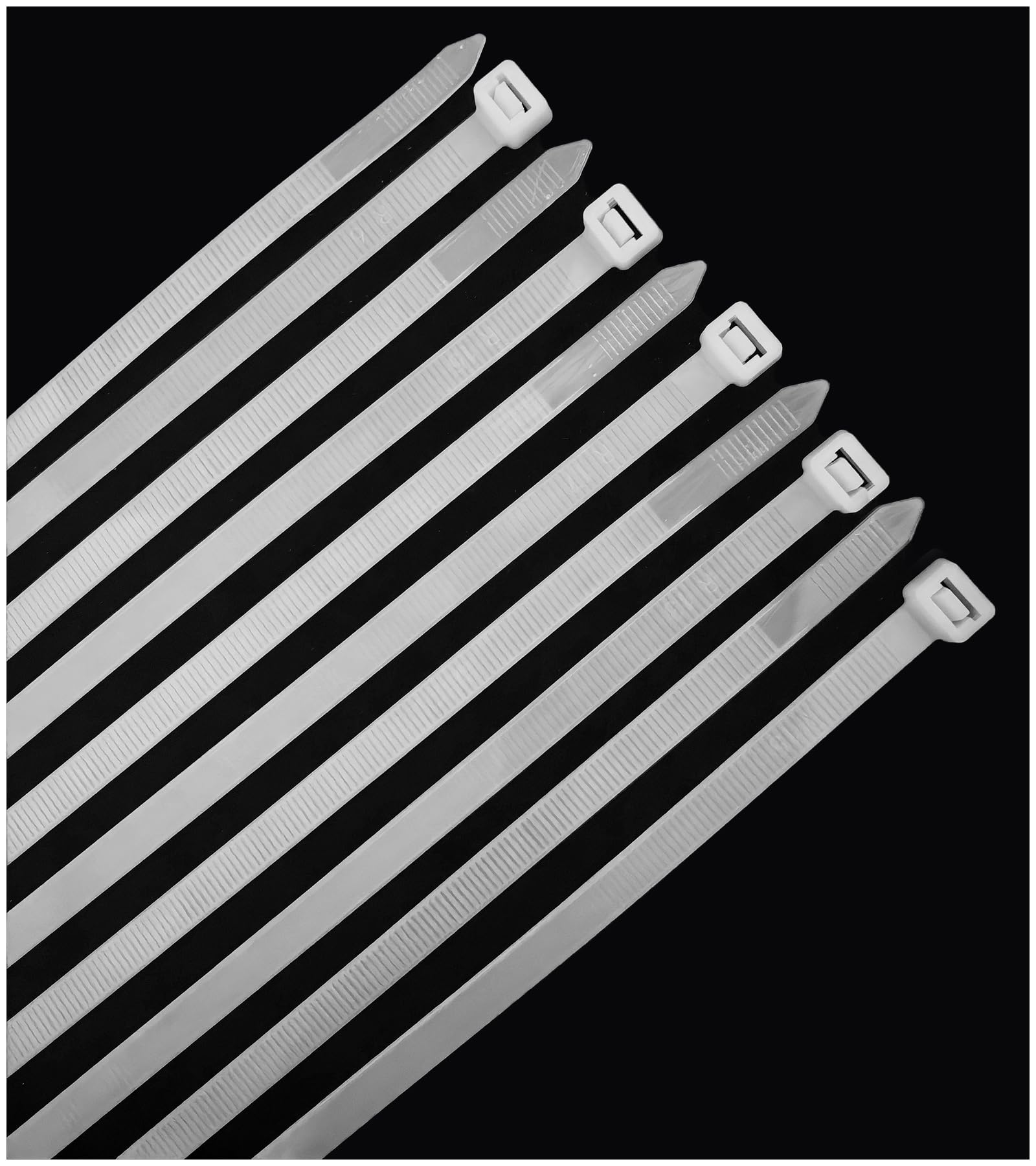 Menylon Zip Ties Heavy Duty 8.8mm x 400mm Long, 50 Pack White Extra Strong Cable Ties Clear, 175lbs Tensile Strength with UV Resistant, Nylon Plastic Self Locking Large Cable Wrap