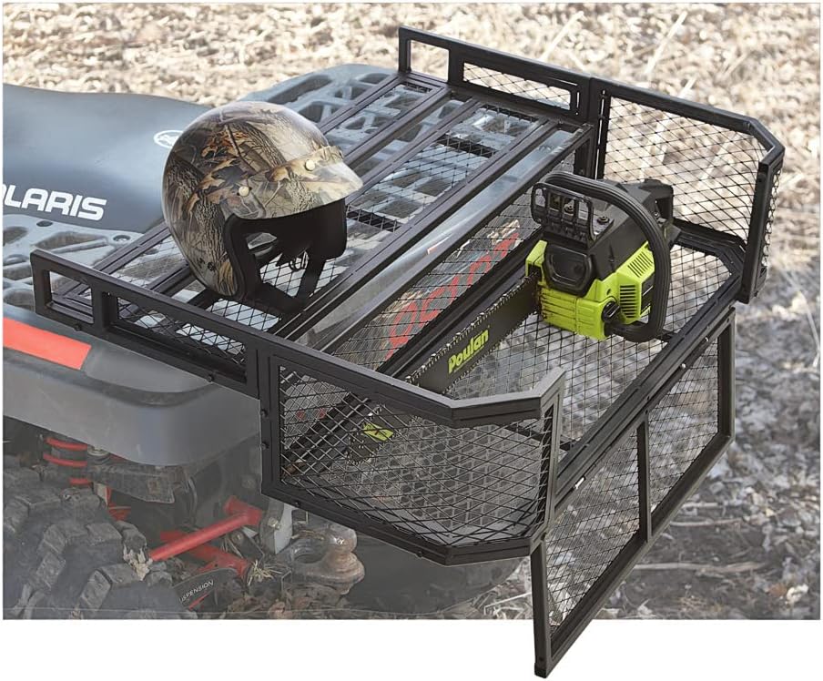 Miniatura 8 de Guide Gear Canastilla de descenso trasero para ATV, canasta de carga para equipaje, estante de transporte, acero de alta resistencia, 29.5" x 39" x
