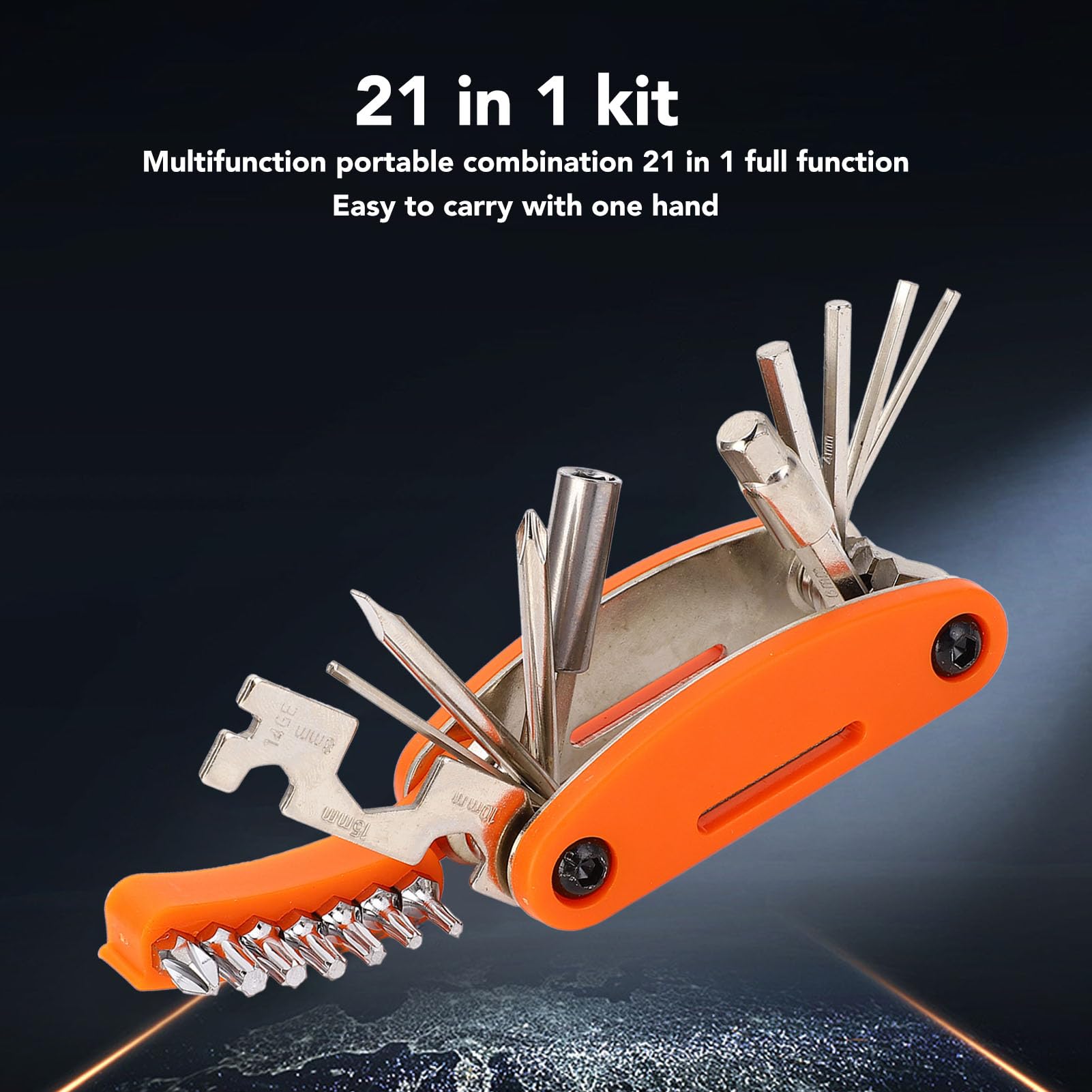 20 in 1 Multitool Professional Portable Integrated Design Repair Tool Emergency Maintenance Camping Travel (Orange)