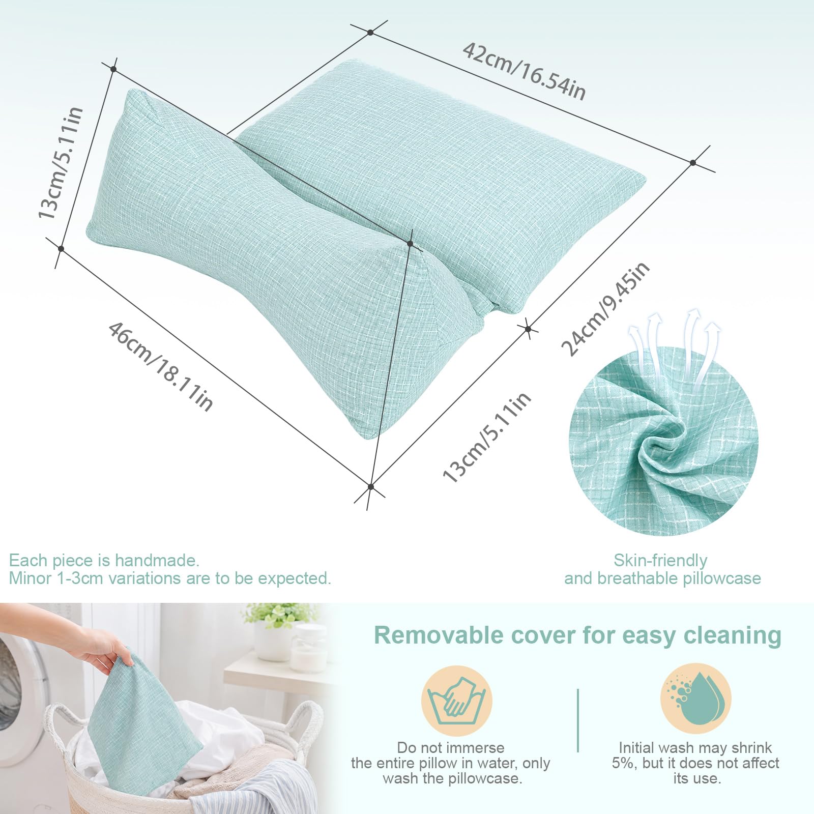 vocheer Almohada desmontable 3 en 1 de trigo sarraceno para dormir, 45,7 x 35,5 cm, almohada cervical para aliviar el dolor, altura y firmeza ajustables, apoyo firme para personas que duermen de