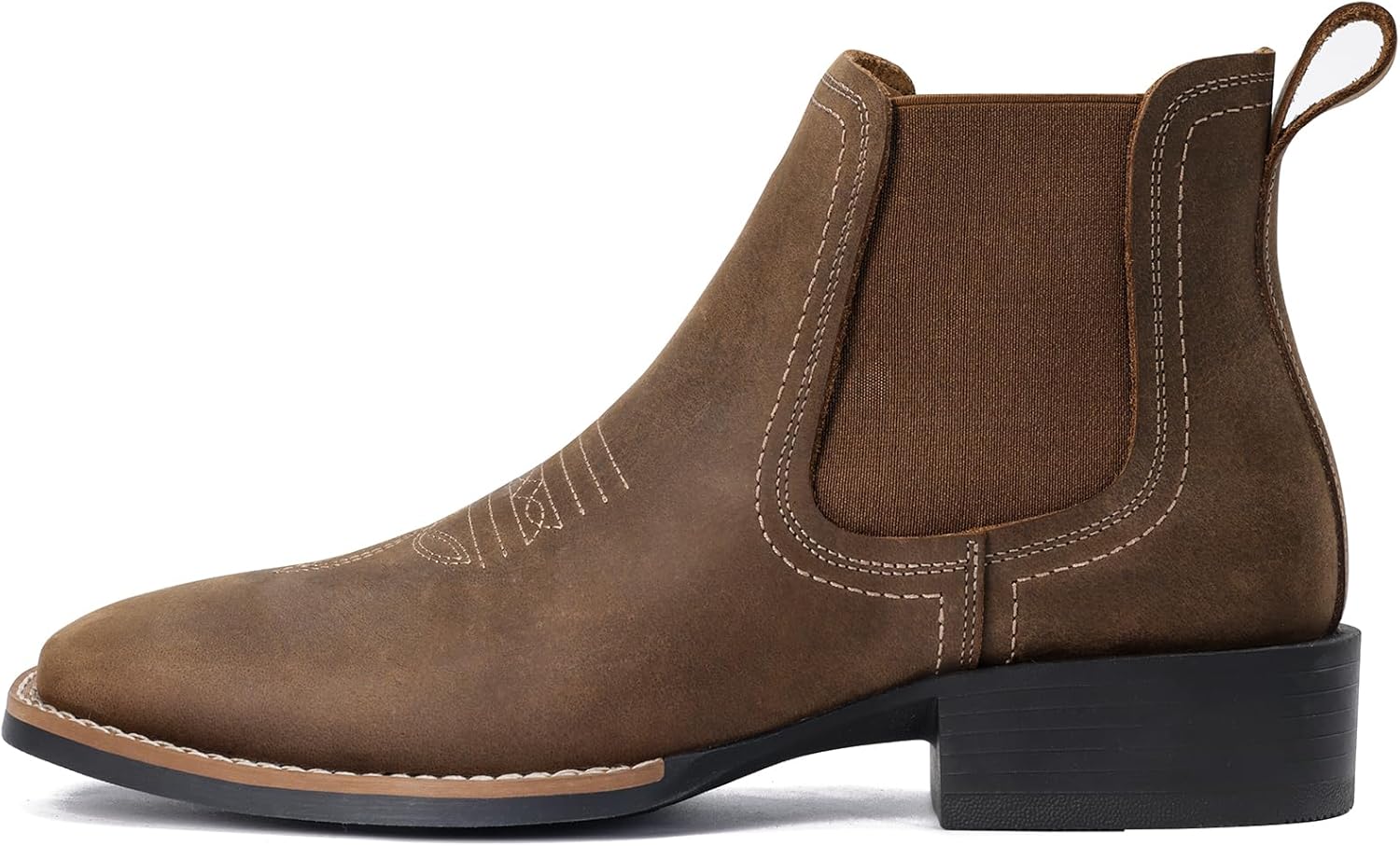 Western Cowboy Boots for Men - Mens Square Toe Chelsea Boots Ankle Cowboy Boots for Men Casual Retro Stylish Boots - Image 3