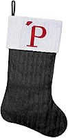 Vista 106 de Medias de Navidad con monograma de punto gris de 19.5 pulgadas. Calcetines de Navidad con inicial personalizadas, decoración de fiesta de Navidad