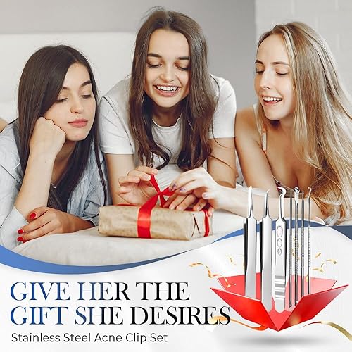Miniatura 6 de Kit de removedor de espinillas de acero inoxidable, removedor de cabeza negra para cara y nariz, kit de herramientas para eliminar rápida y