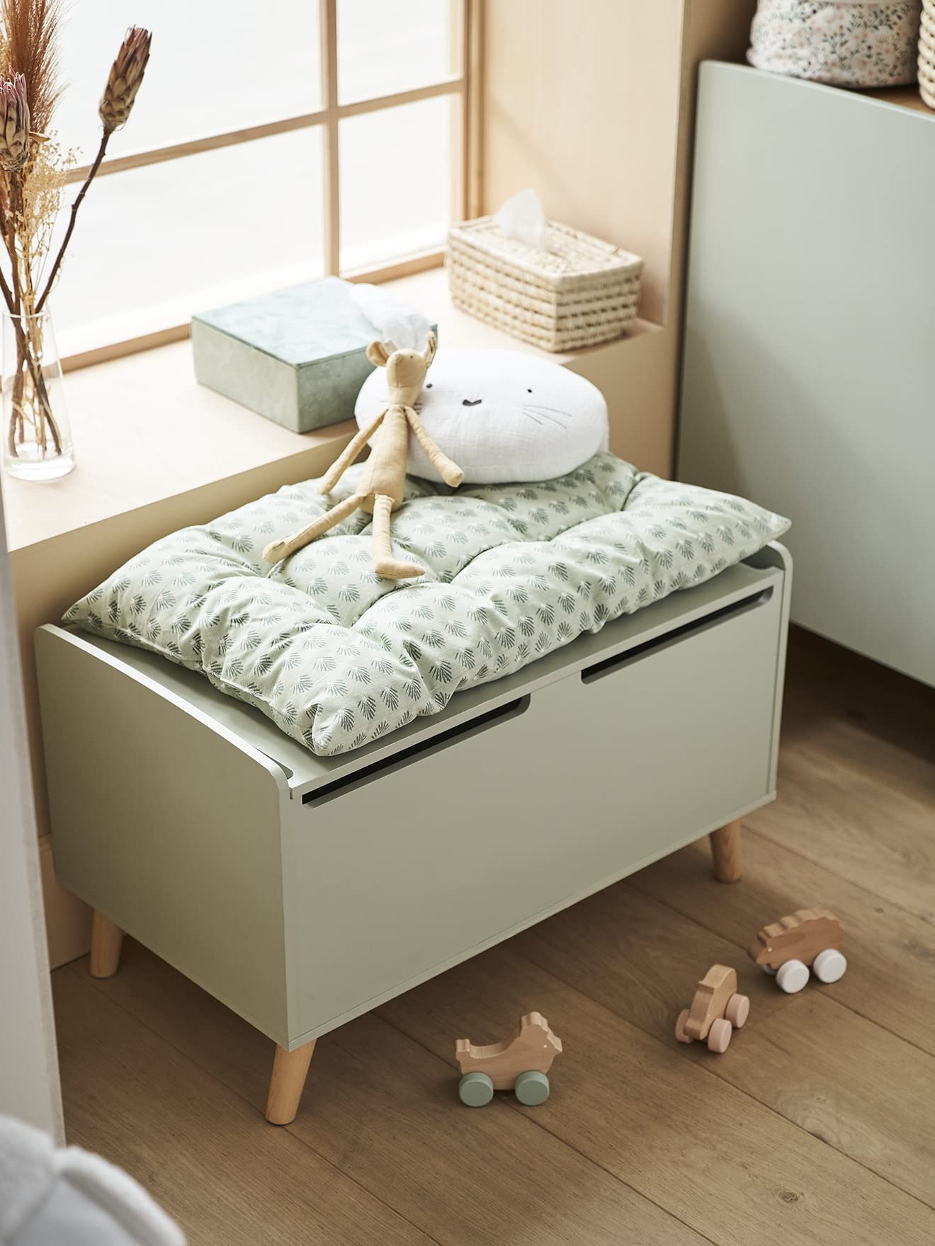VERTBAUDET Coffre à jouets LIGNE CONFETTI VERT TU
