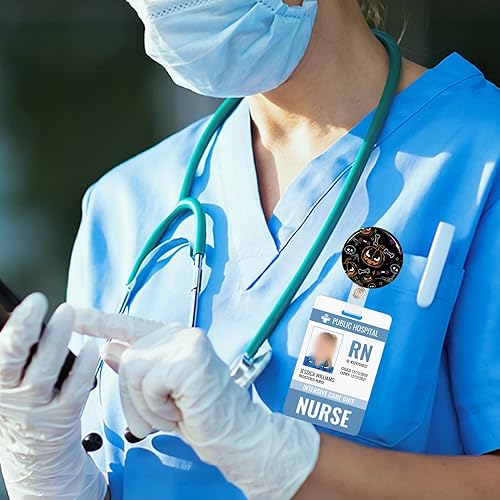 Miniatura 5 de Carrete de insignia de Halloween, divertidos carretes de insignia de calabaza retráctil, clip retráctil, soportes retráctiles para enfermeras,