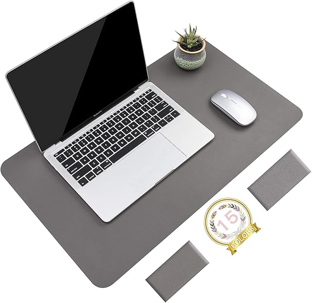 YSAGi Non-Slip Desk Pad, Waterproof PVC Leather Desk Table Protector, Ultra Thin Large Mouse Pad, Easy Clean Laptop Desk Writing Mat for Office Work/Home/Decor (60 x 35 cm, Dark Gray)