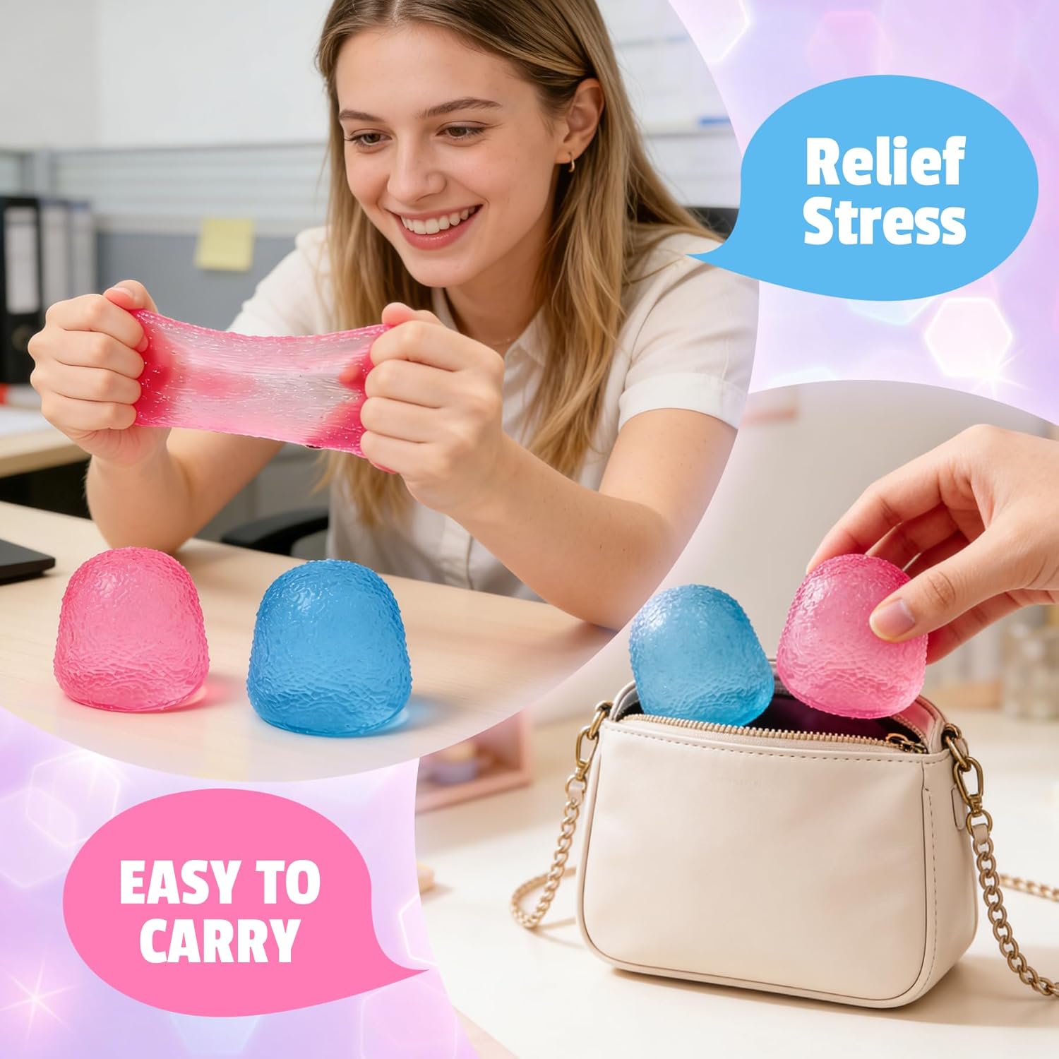 Taba Squishy, 2Pcs Fidget Toys Stress Balls for Kids and Adults, Solid Squeeze Ball Sensory Stress Relief Toy, Perfect as Classroom Prizes, Party Favors, Birthday Gifts & Easter Basket Stuffers