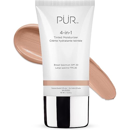 PÜR MINERALS 4-in-1 Tinted Moisturizer With SPF 20 - Hydrating Face Moisturizer, Primer, & Foundation With Shea Butter, Aloe Vera & Vitamin B3 - Vegan Friendly - Free of Paraben, Gluten & BPA