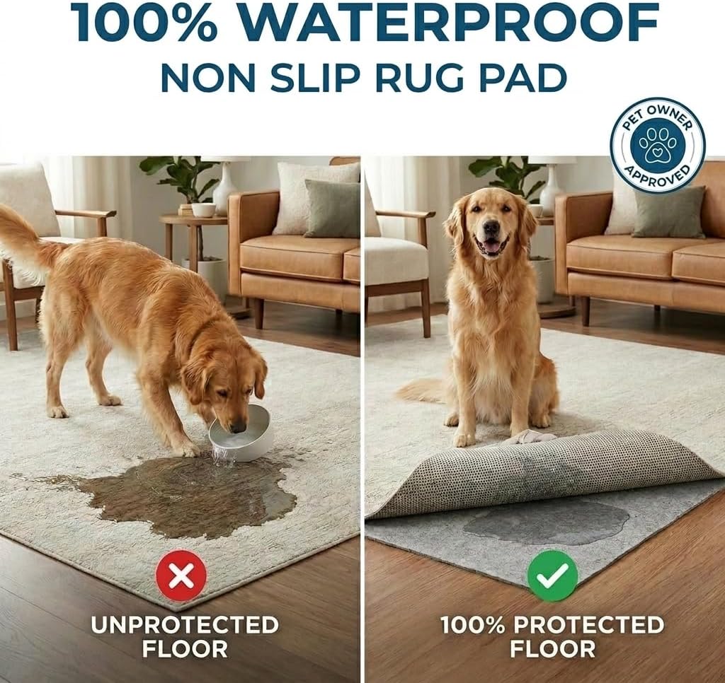 Waterproof Rug Gripper | 2'6"x10' - 1/4" | Washable Non Slip Rug Pad - Safe for All Floors - Made in the USA - Protects Floors and Locks Rugs in Place - Pet-Friendly