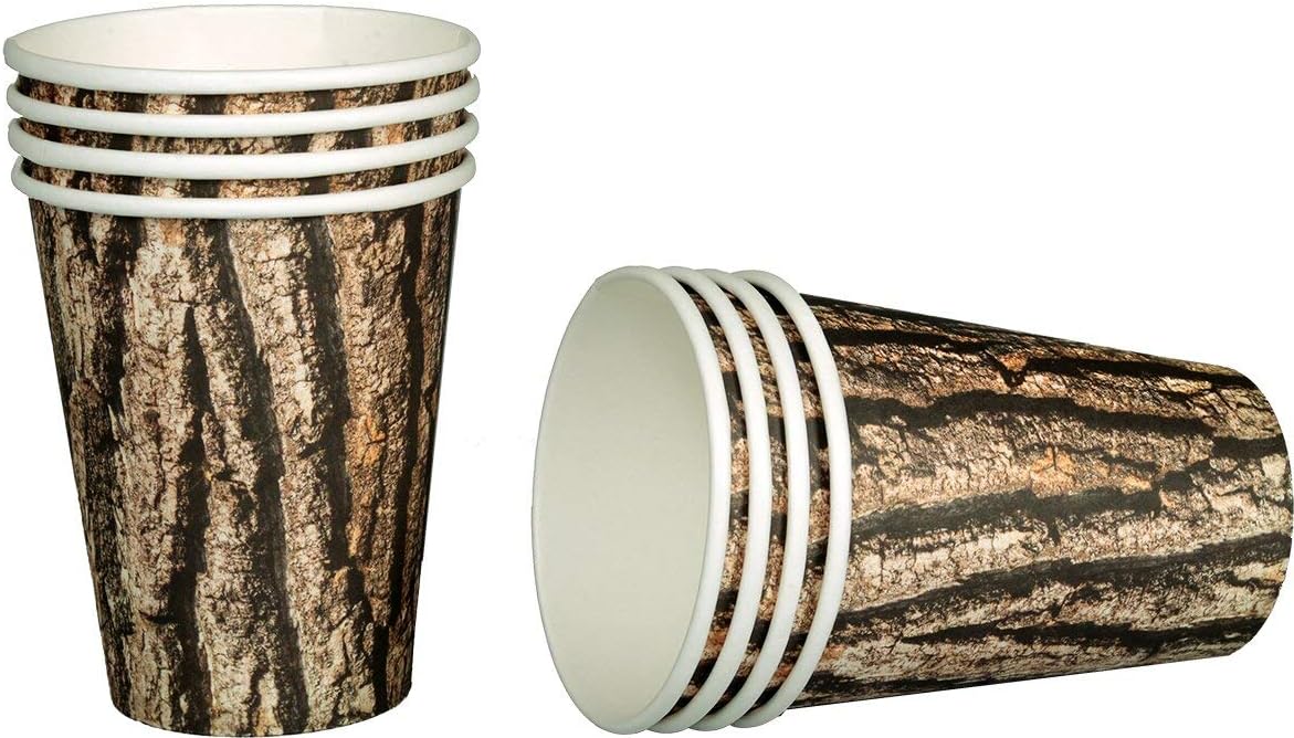 Amazon.com: Tree Bark Party Cups (12 oz. Hot/Cold Paper Cups, 8-Pack ...