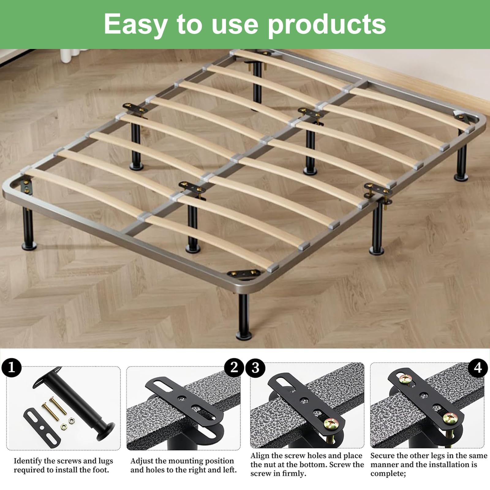Meubelpoten,Verstelbare Meubelpoten,Set met Verstelbare Bedpoten,Zwarte verstelbare kastpoten,Geschikt voor Keukenkasten,Bedden,Banken en TV-meubels ,4 Stuks (25-42 cm