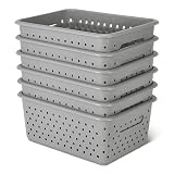 Amazon Basics Decorative BPA-Free Plastic Storage Baskets, 9.9 x 7.4 x 4.16, Grey, Pack of 6 6-pack Grey
