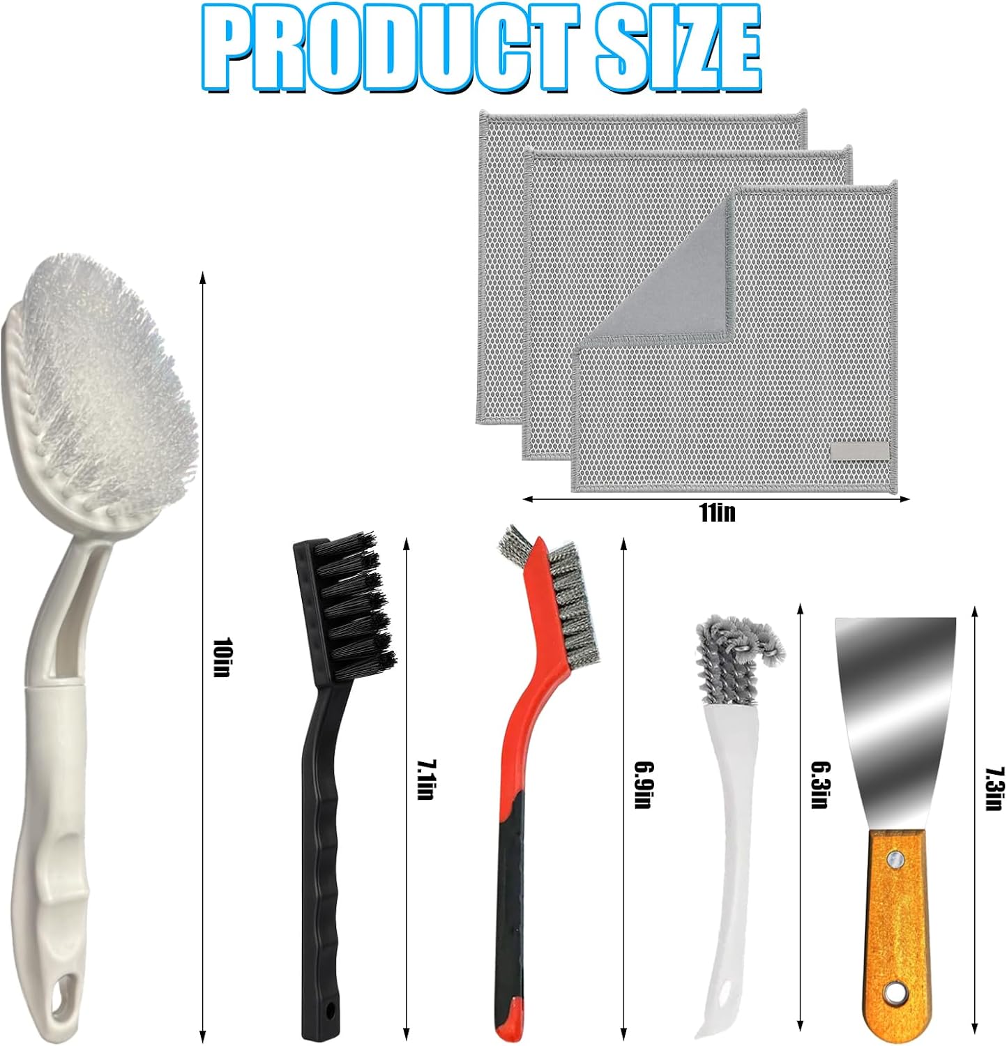 Fryer Cleaning Tools Set,Deep Fryer with Basket Cleaner Brush,Fryer Accessories（9 Pcs）
