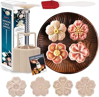 Powerful Mooncake Mould 50g-4Pcs White Press Flower