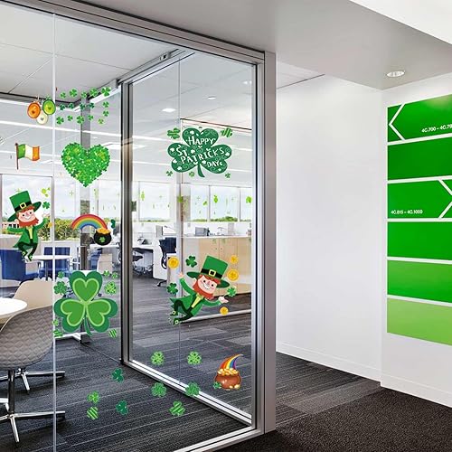 Miniatura 9 de 109 calcomanías reutilizables para ventana del día de San Patricio, calcomanías de trébol para decoraciones del día de San Patricio, calcomanías de