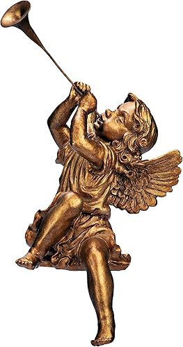 Design Toscano JE30802 - Adorno de estatua navideña cuadrada de ángel de Pedro, 7 pulgadas de ancho, 13 pulgadas de alto, poliresina fundida a mano,